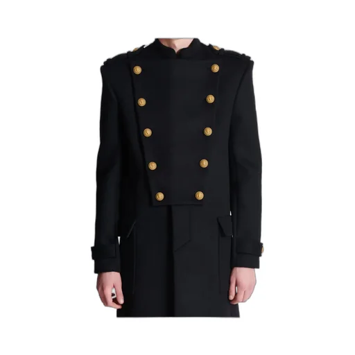 Wool And Cashmere Coat With Detachable Bib Front