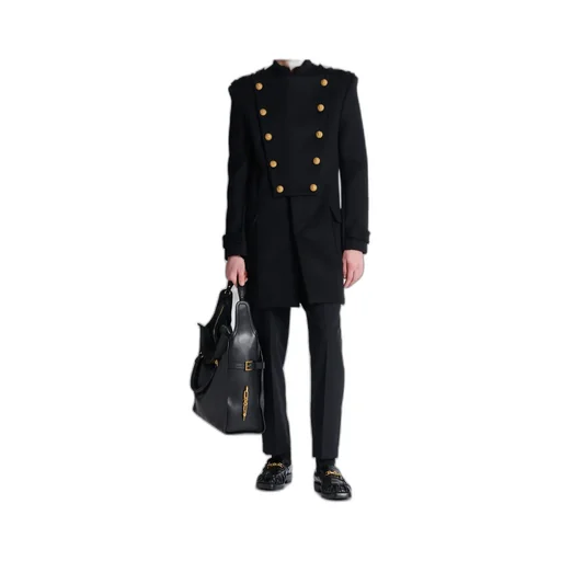 Wool And Cashmere Coat With Detachable Bib Front