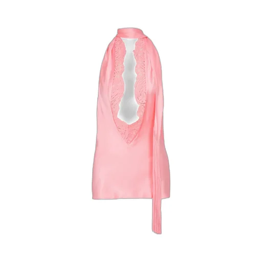 Backless Fringed Satin Top