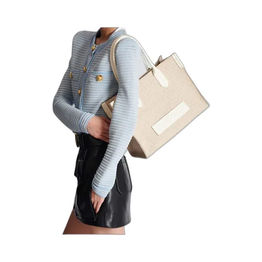 B-Army 36 Monogrammed Canvas Jacquard And Leather Tote Bag