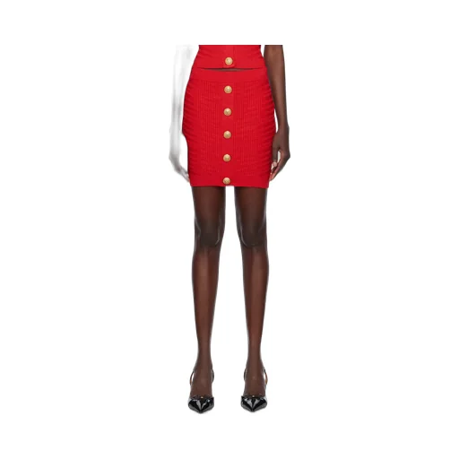 Buttoned Knit Short Skirt