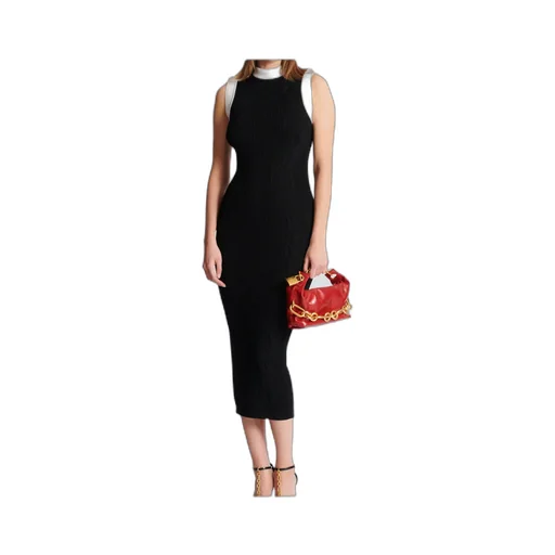 Long Two-Tone Cable-Knit Dress