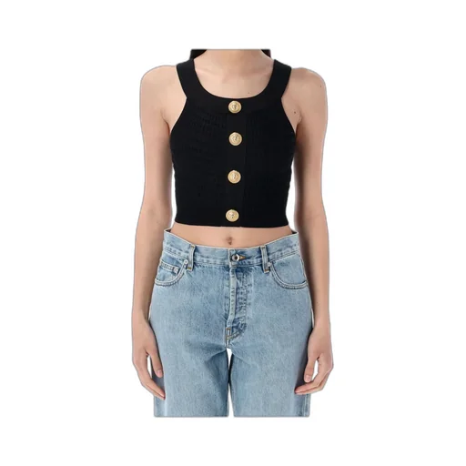 Button Embellished Cropped Top
