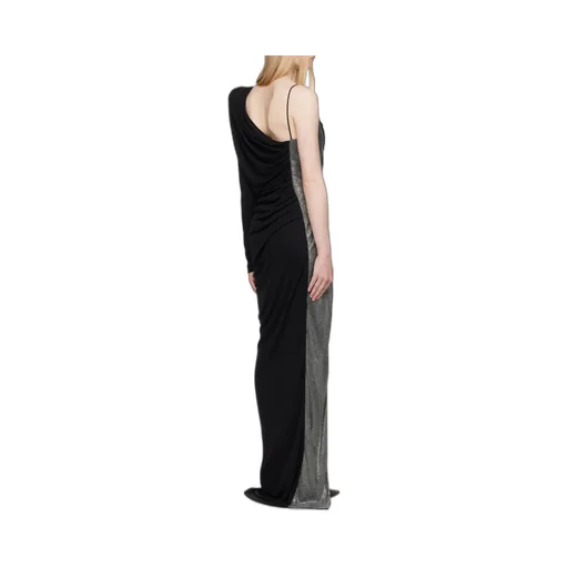 Draped Asymmetrical Two-Material Dress