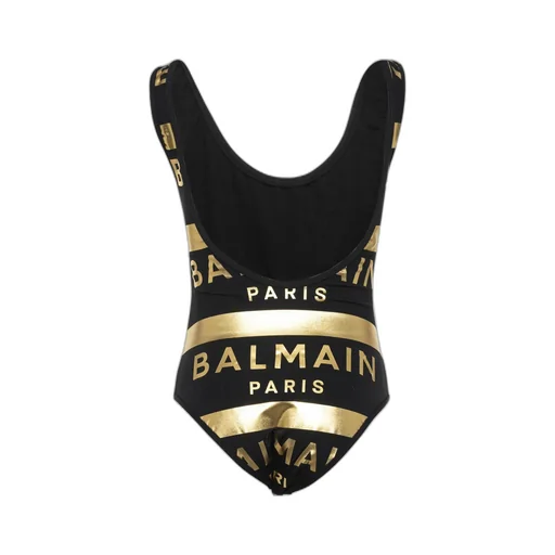 Logo Printed Low Back Swimsuit