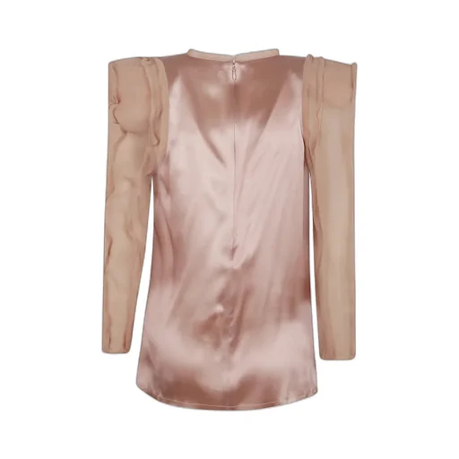 Shoulder-Pad Satin Blouse