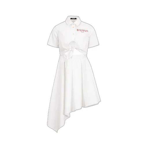 Knot-Detailed Asymmetric Hem Dress