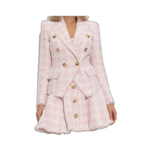 Check Patterned Tweed Blazer
