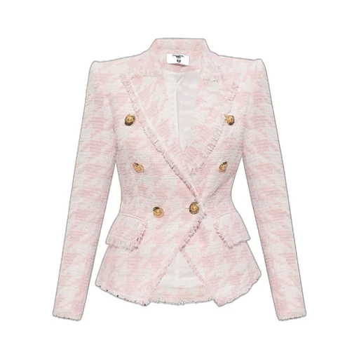 Check Patterned Tweed Blazer