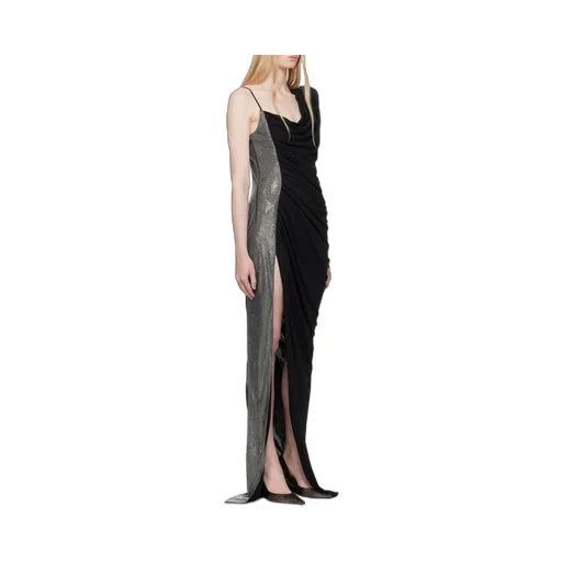 Draped Asymmetrical Two-Material Dress