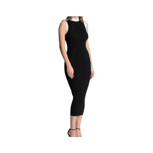 Long Two-Tone Cable-Knit Dress