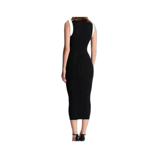 Long Two-Tone Cable-Knit Dress