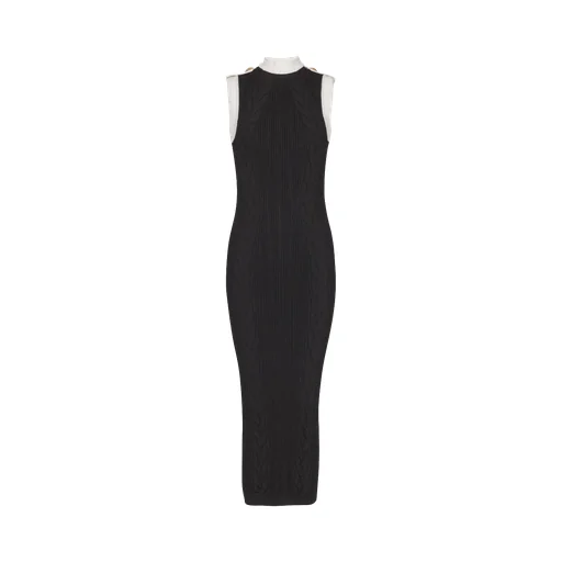 Long Two-Tone Cable-Knit Dress