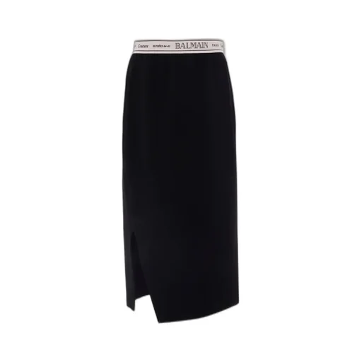 Logo Waistband Side-Slit Skirt