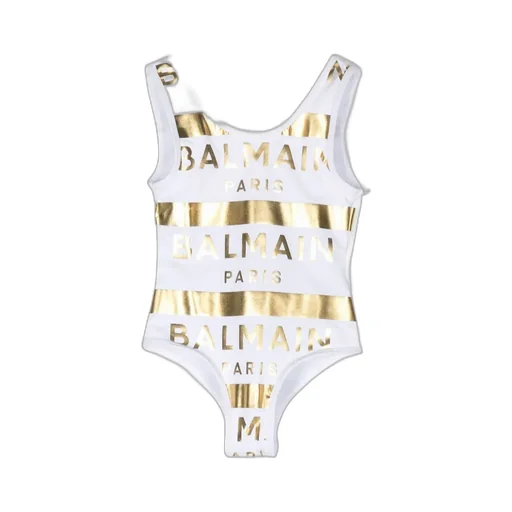 Metallic Logo-Print Swimsuit