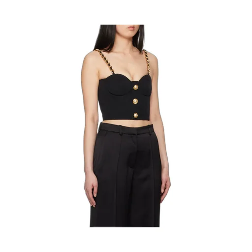 Rear Zipped Embellished Bustier Top