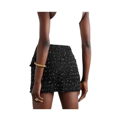 Frayed Hem Tweed Mini Skirt