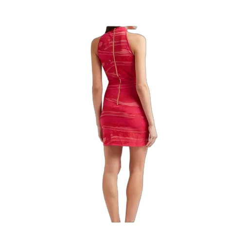 Halterneck Zipped Jacquard Mini Dress