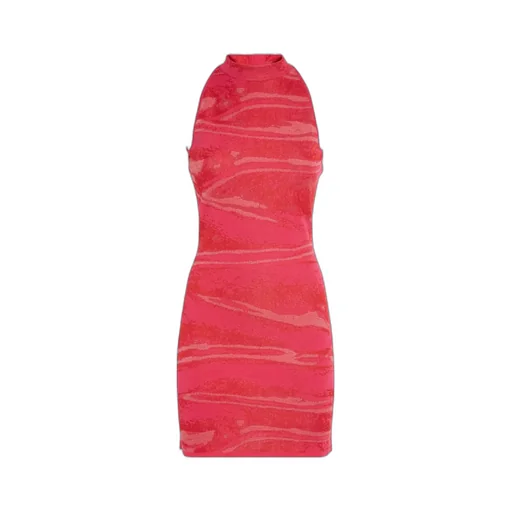 Halterneck Zipped Jacquard Mini Dress