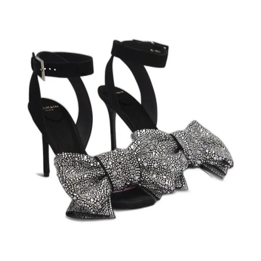 Suede Ruby Heels With Rhinestone Bows