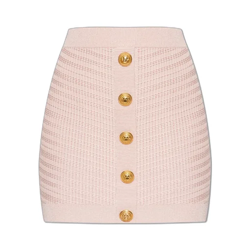 Logo Button Embellished Mini Skirt