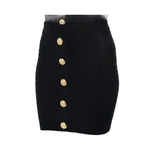 Logo Button Embellished Mini Skirt