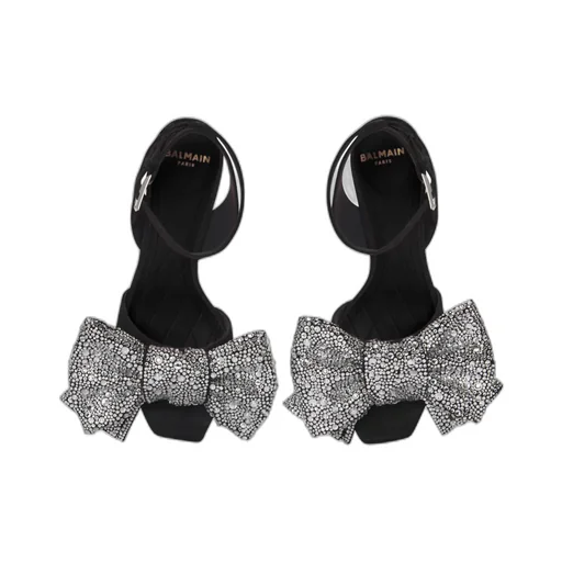 Suede Ruby Heels With Rhinestone Bows