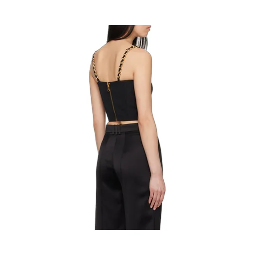 Rear Zipped Embellished Bustier Top