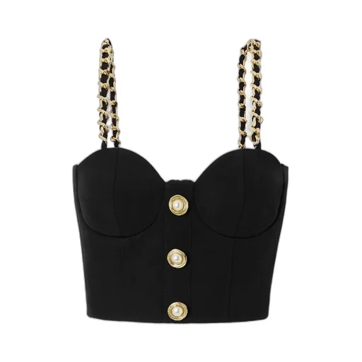 Rear Zipped Embellished Bustier Top