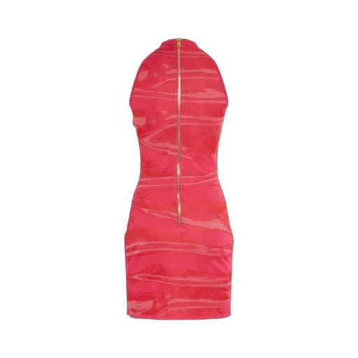Halterneck Zipped Jacquard Mini Dress