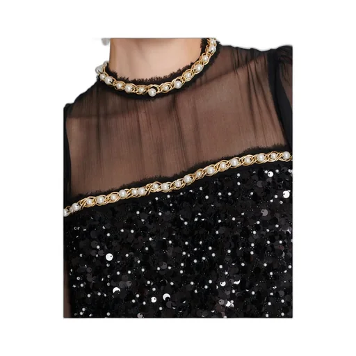 Chiffon Sequin Mini Dress