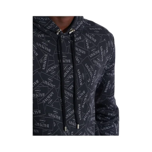 All-Over Logo Label Printed Hoodie