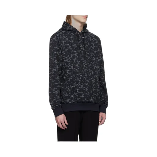 All-Over Logo Label Printed Hoodie