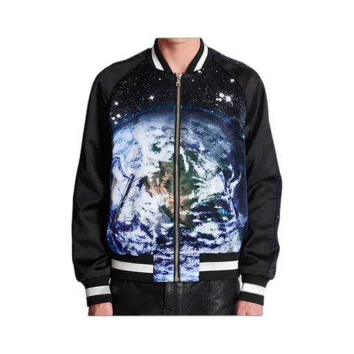 Earth And Stars Printed Bomber Jacket