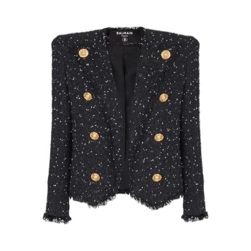 Polka-Dot Tweed Cropped 8-Button Jacket
