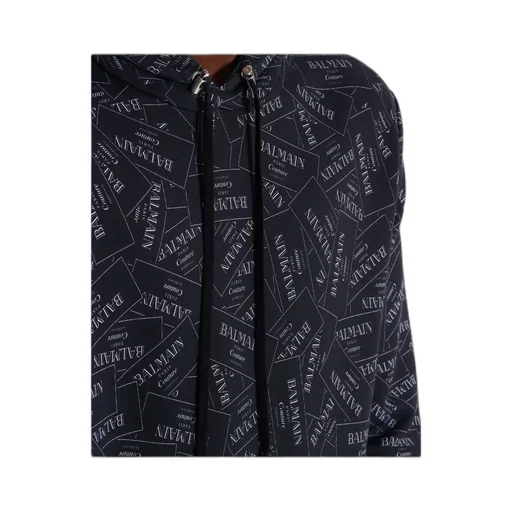 All-Over Logo Label Printed Hoodie