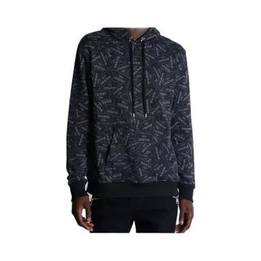 All-Over Logo Label Printed Hoodie