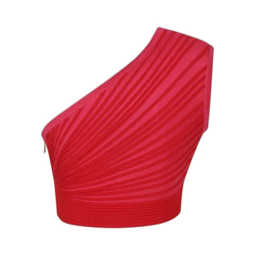One-Shoulder Flechage Knit Cropped Top
