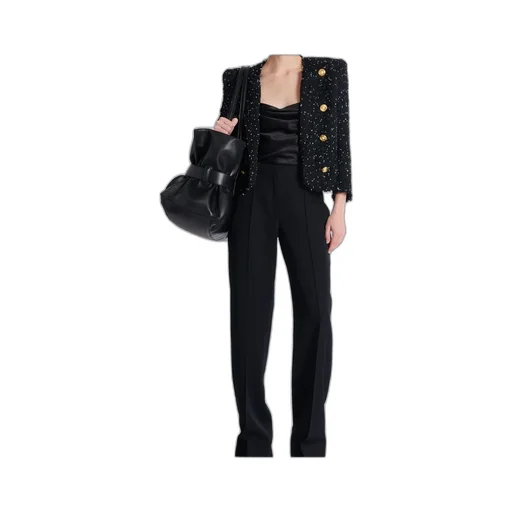 Polka-Dot Tweed Cropped 8-Button Jacket