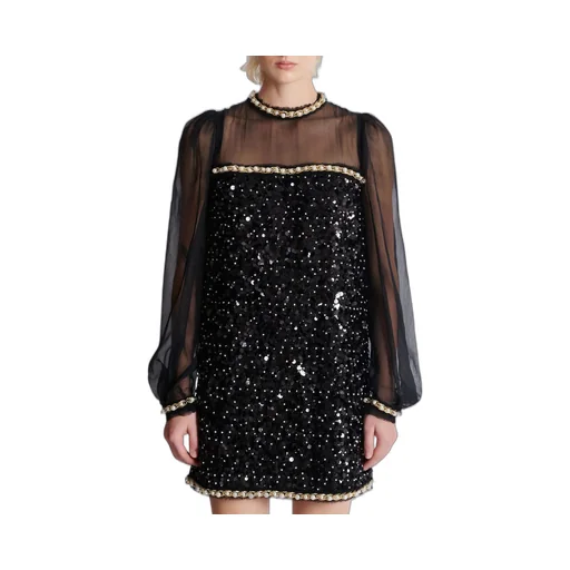 Chiffon Sequin Mini Dress