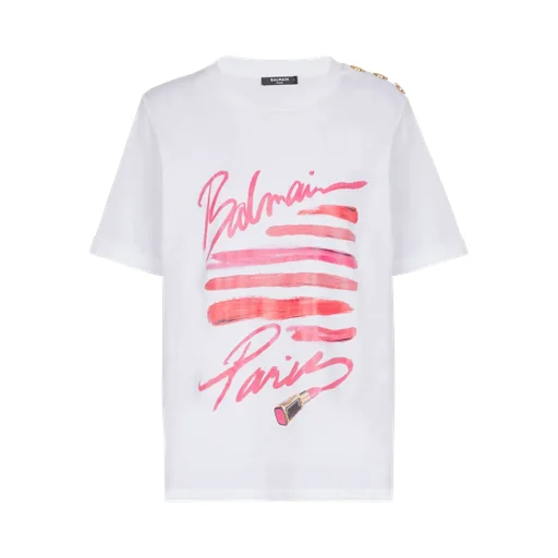 T-Shirt With Balmain Lipstick Print