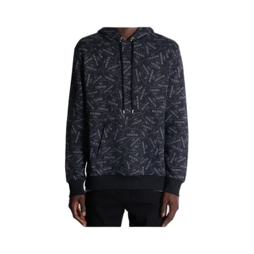 All-Over Logo Label Printed Hoodie