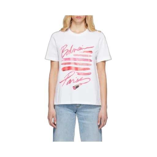 T-Shirt With Balmain Lipstick Print
