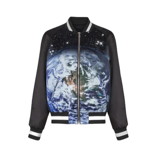 Earth And Stars Printed Bomber Jacket