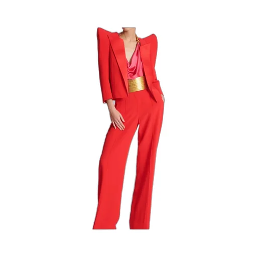 Structured Shoulders Cropped Crepe Jacket