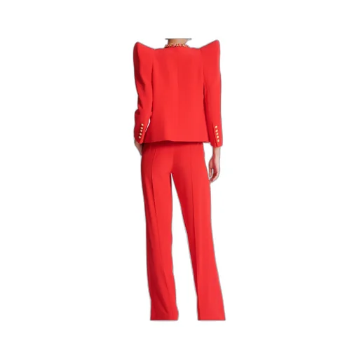 Structured Shoulders Cropped Crepe Jacket