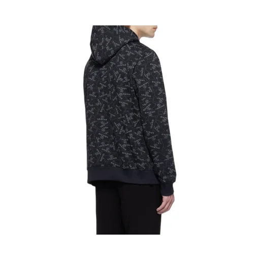 All-Over Logo Label Printed Hoodie