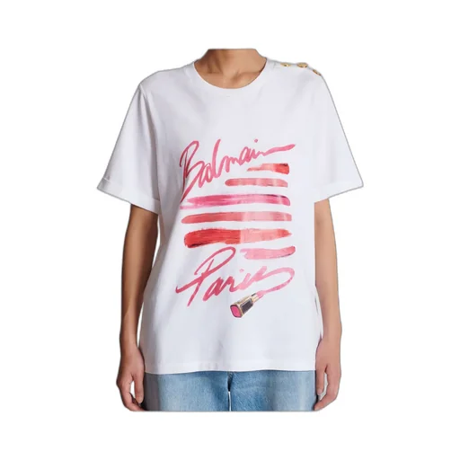 T-Shirt With Balmain Lipstick Print