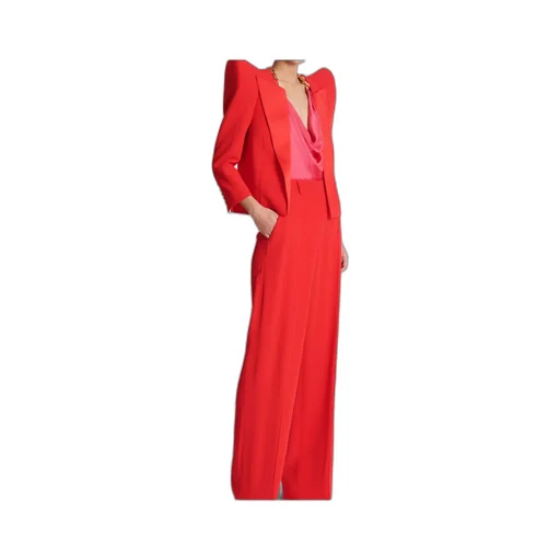 Structured Shoulders Cropped Crepe Jacket