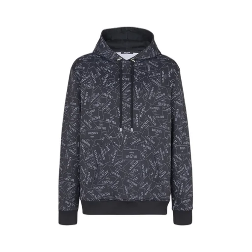 All-Over Logo Label Printed Hoodie